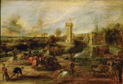 Landscape with Tournament in Front of Steen Castle by Peter Paul Rubens